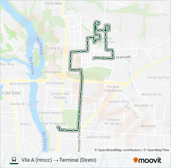 0050 VILA A (VIA AV. PARANÁ) Bus Line Map