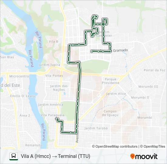 0050 VILA A (VIA AV. PARANÁ) Bus Line Map