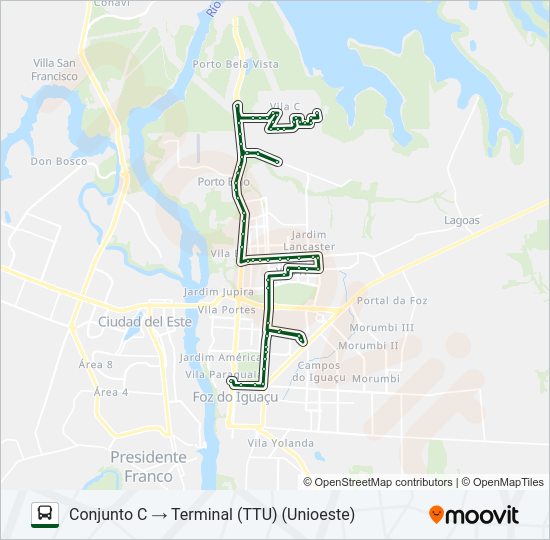 Mapa da linha 0040 CONJUNTO C (VIA RODOVIÁRIA) de ônibus