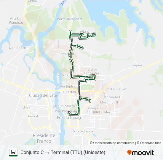 0040 CONJUNTO C (VIA RODOVIÁRIA) Bus Line Map