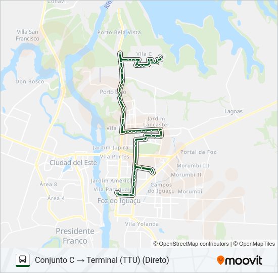 Mapa da linha 0040 CONJUNTO C (VIA RODOVIÁRIA) de ônibus