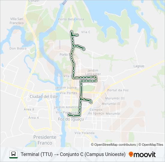 Mapa da linha 0040 CONJUNTO C (VIA RODOVIÁRIA) de ônibus