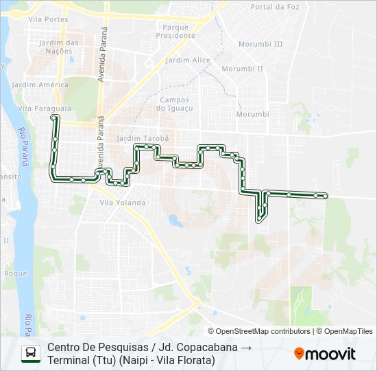 Mapa da linha 0325 JARDIM GUARAPUAVA de ônibus