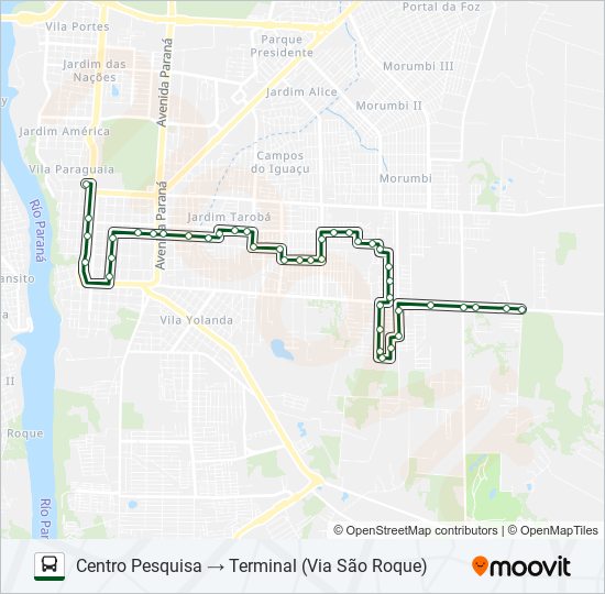 Mapa de 0325 JARDIM GUARAPUAVA de autobús