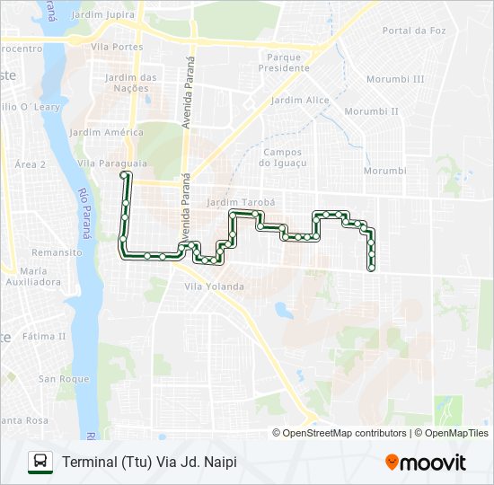 Mapa de 0325 JARDIM GUARAPUAVA de autobús