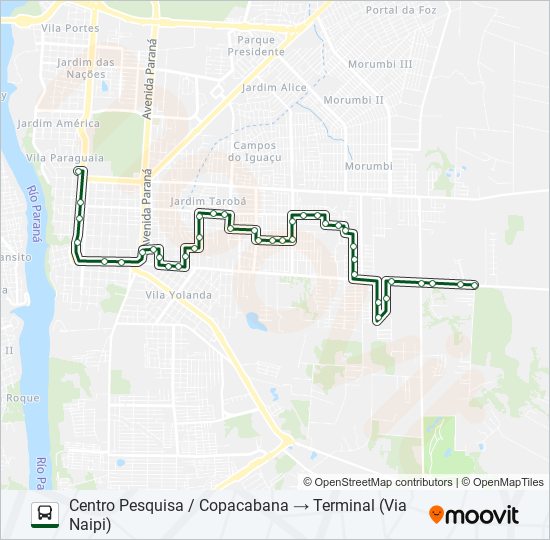 Mapa da linha 0325 JARDIM GUARAPUAVA de ônibus