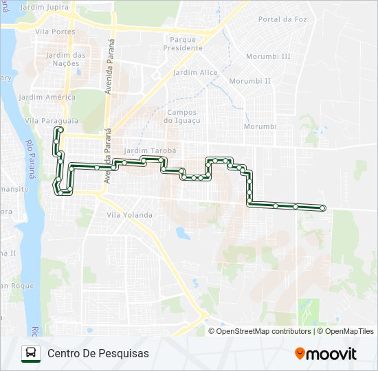 Mapa da linha 0325 JARDIM GUARAPUAVA de ônibus