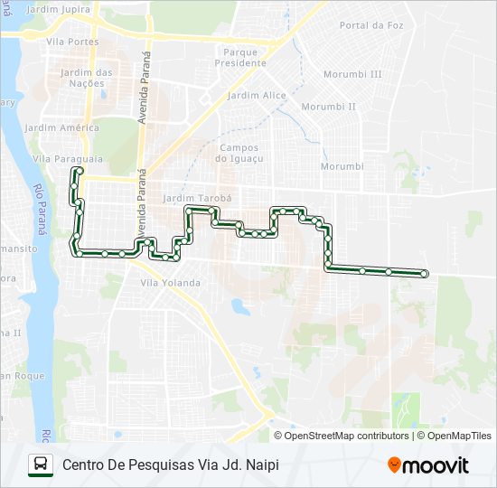 Mapa da linha 0325 JARDIM GUARAPUAVA de ônibus