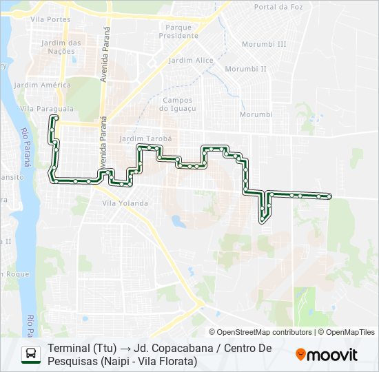 Mapa da linha 0325 JARDIM GUARAPUAVA de ônibus
