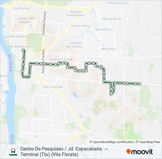 Mapa da linha 0325 JARDIM GUARAPUAVA de ônibus
