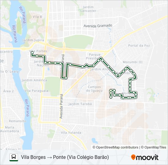 Mapa da linha 0350 VILA BORGES / PONTE de ônibus