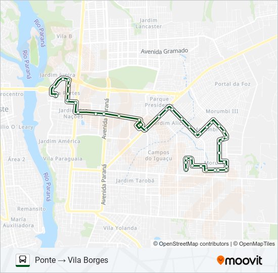 Mapa da linha 0350 VILA BORGES / PONTE de ônibus