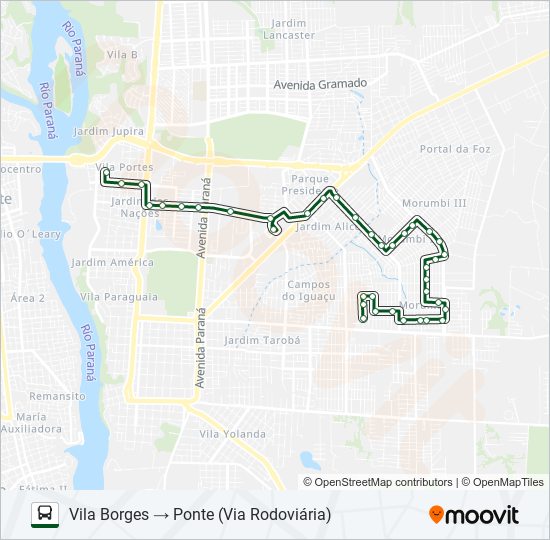 Mapa de 0350 VILA BORGES / PONTE de autobús