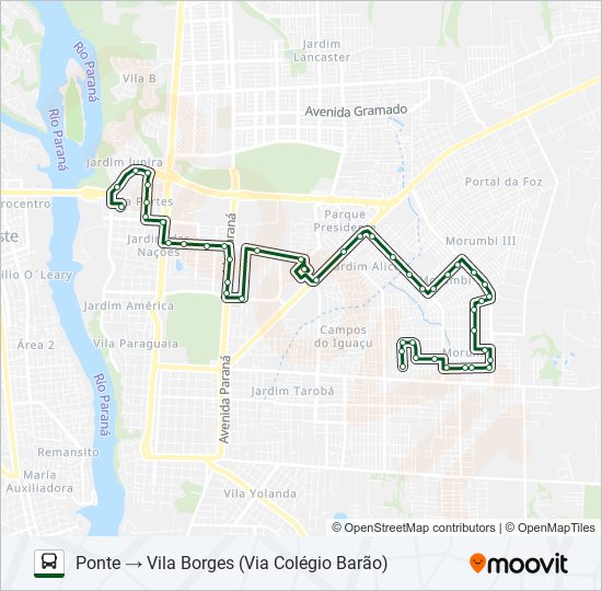 Mapa de 0350 VILA BORGES / PONTE de autobús