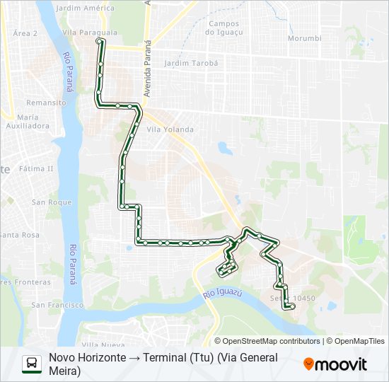 Mapa de 0105 NOVO HORIZONTE de autobús