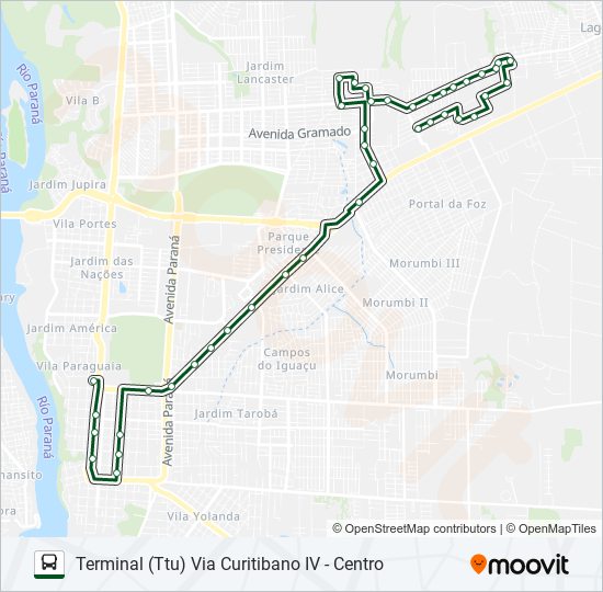 Mapa de 0250 TRÊS BANDEIRAS de autobús