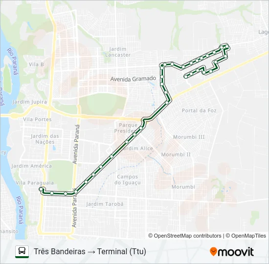 0250 TRÊS BANDEIRAS Bus Line Map
