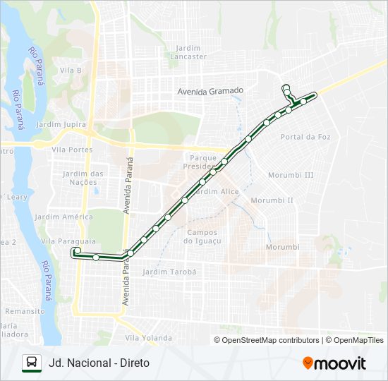 Mapa de 0250 TRÊS BANDEIRAS de autobús