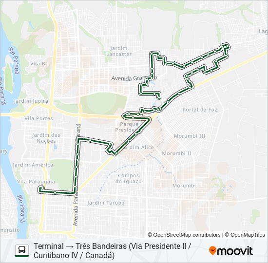 0250 TRÊS BANDEIRAS bus Line Map