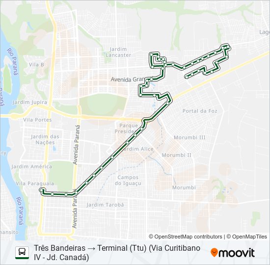 0250 TRÊS BANDEIRAS bus Line Map