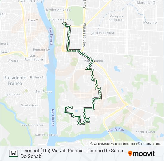 Mapa da linha 0116 JARDIM DAS FLORES de ônibus