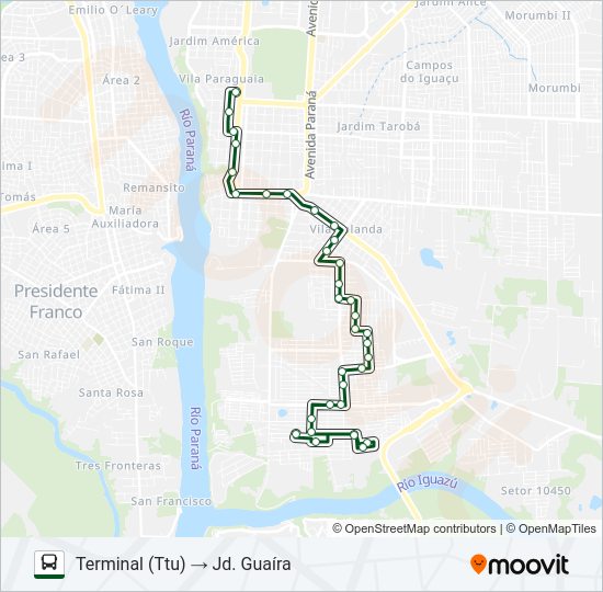Mapa da linha 0116 JARDIM DAS FLORES de ônibus