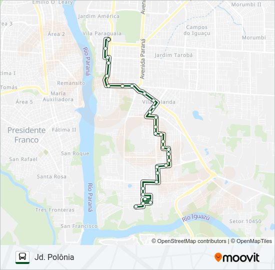 Mapa da linha 0116 JARDIM DAS FLORES de ônibus