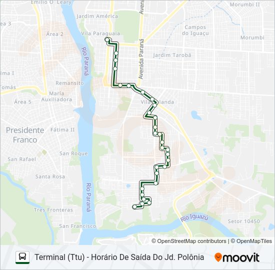 Mapa da linha 0116 JARDIM DAS FLORES de ônibus