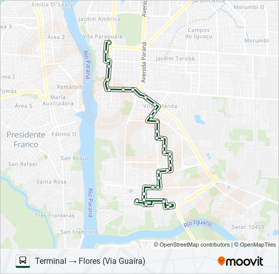 Mapa de 0116 JARDIM DAS FLORES de autobús