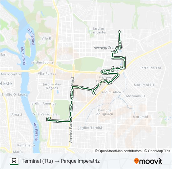 Mapa da linha 0210 PARQUE IMPERATRIZ de ônibus