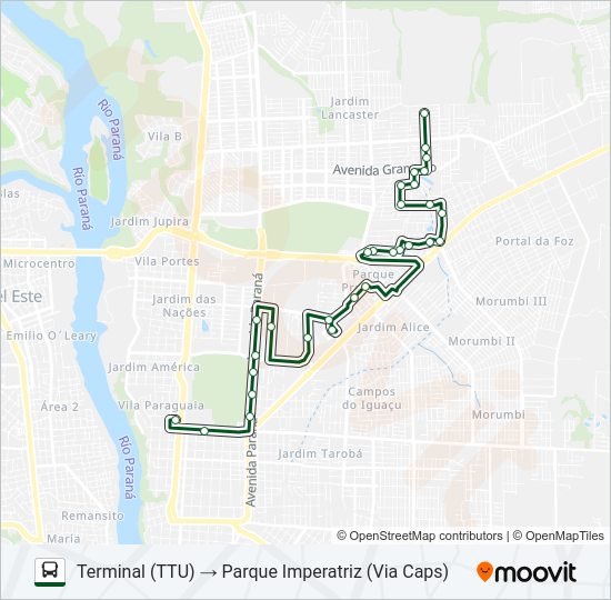 Mapa da linha 0210 PARQUE IMPERATRIZ de ônibus