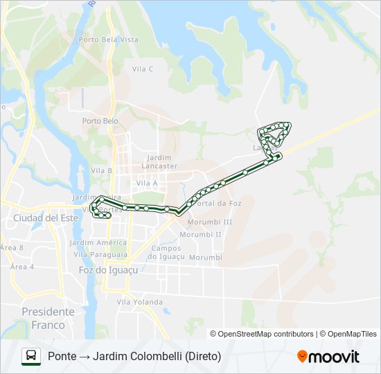 Mapa da linha 0230 TRÊS LAGOAS / PONTE de ônibus
