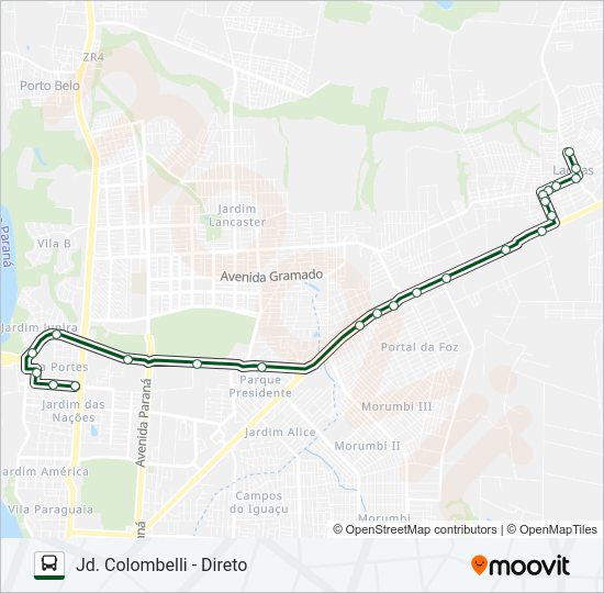 Mapa da linha 0230 TRÊS LAGOAS / PONTE de ônibus