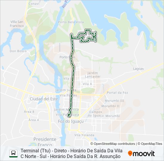 Mapa da linha 0101-0102 VILA C NORTE - VILA C SUL de ônibus