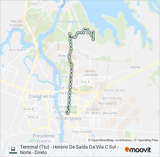 Mapa da linha 0101-0102 VILA C NORTE - VILA C SUL de ônibus