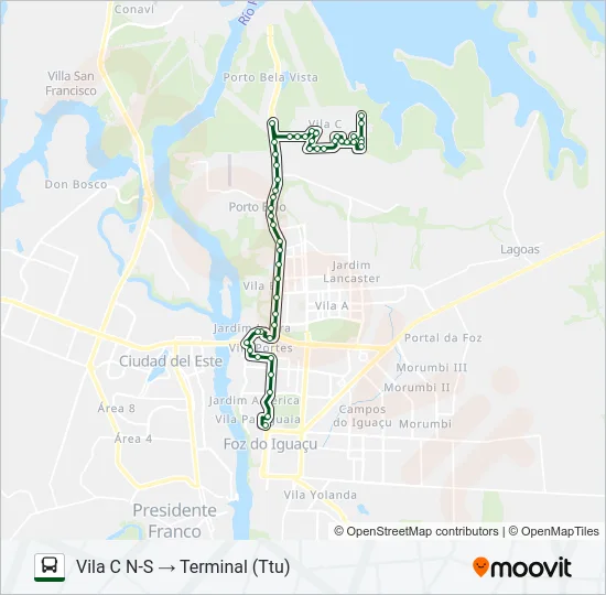 0101-0102 VILA C NORTE - VILA C SUL Bus Line Map