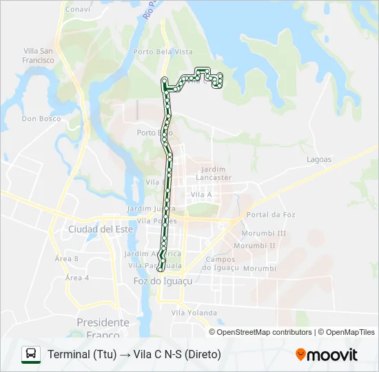 0101-0102 VILA C NORTE - VILA C SUL Bus Line Map