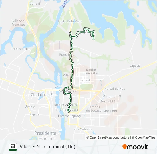 0101-0102 VILA C NORTE - VILA C SUL Bus Line Map