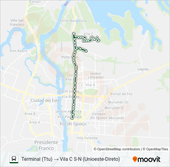 0101-0102 VILA C NORTE - VILA C SUL Bus Line Map