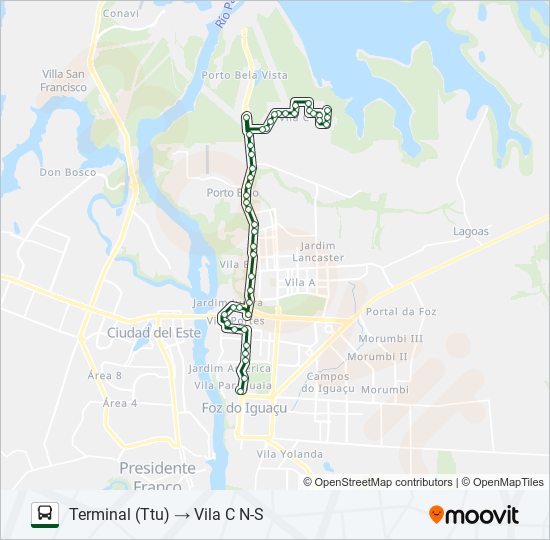 0101-0102 VILA C NORTE - VILA C SUL bus Line Map