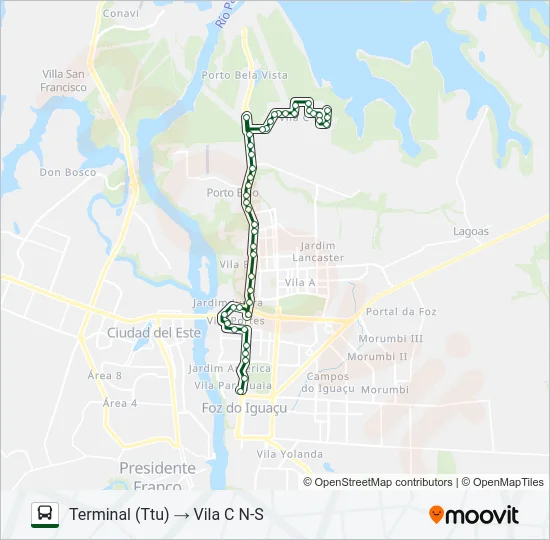 0101-0102 VILA C NORTE - VILA C SUL Bus Line Map