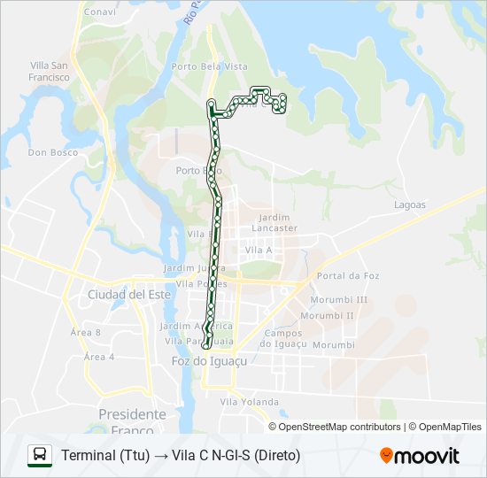 0101-0102 VILA C NORTE - VILA C SUL bus Line Map