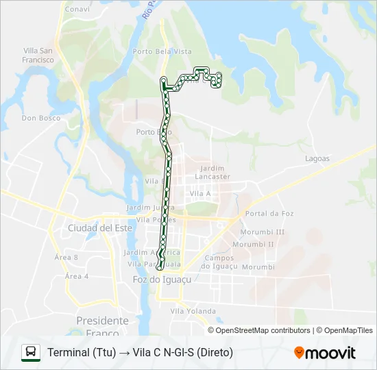 0101-0102 VILA C NORTE - VILA C SUL Bus Line Map