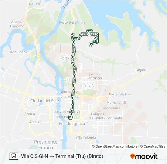 0101-0102 VILA C NORTE - VILA C SUL Bus Line Map