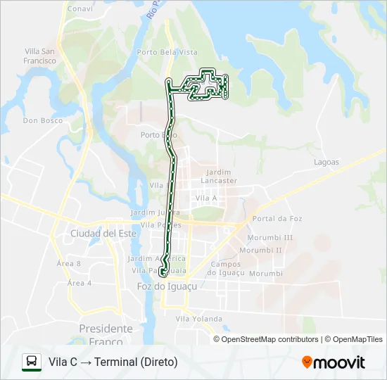 0101-0102 VILA C NORTE - VILA C SUL Bus Line Map