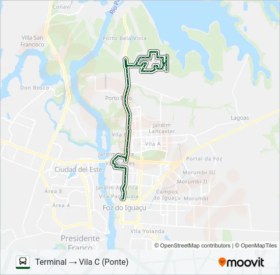 0101-0102 VILA C NORTE - VILA C SUL Bus Line Map