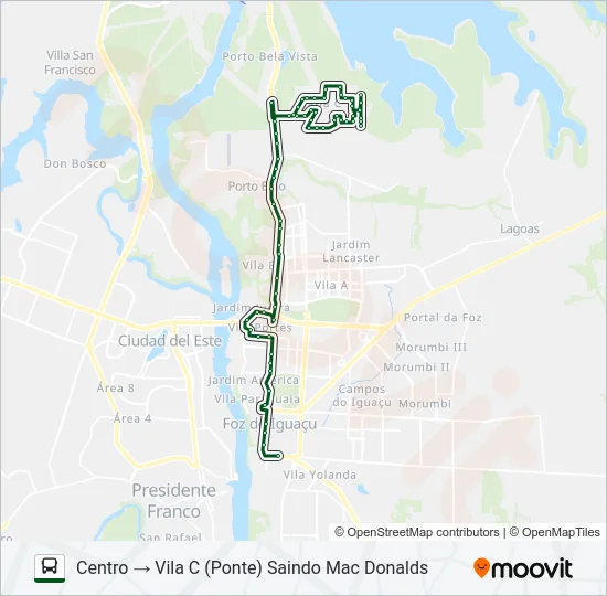 0101-0102 VILA C NORTE - VILA C SUL Bus Line Map