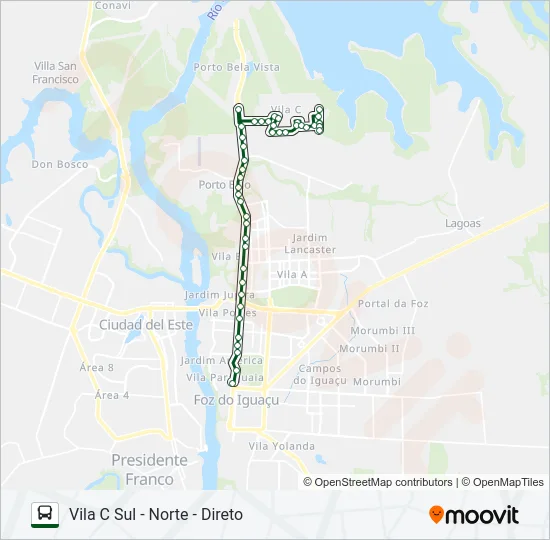 0101-0102 VILA C NORTE - VILA C SUL Bus Line Map