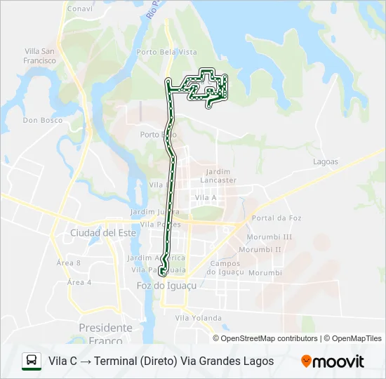 0101-0102 VILA C NORTE - VILA C SUL Bus Line Map