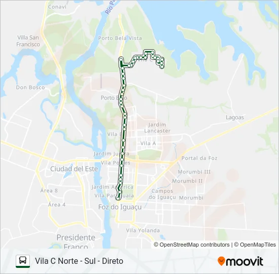 0101-0102 VILA C NORTE - VILA C SUL Bus Line Map